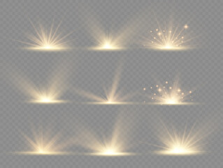 Star explosion, yellow glow lights sun rays. © ANATOLII