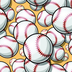 Vector seamless pattern with baseball softball ball graphics. Ideal for wallpaper, packaging, fabric, textile, wrapping paper design and any kind of decoration