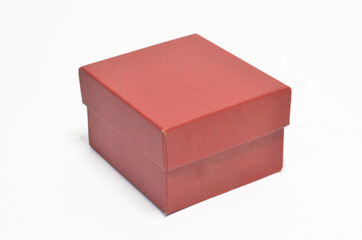 red gift box for ring or watches on isolated white background