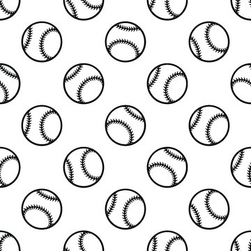 Baseball softball ball seamless pattern vector graphics. Ideal for wallpaper, packaging, fabric, textile, wrapping paper design and any kind of decoration