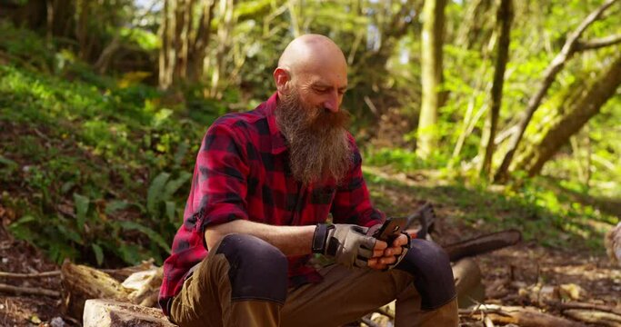 Man using a smartphone to make a video call