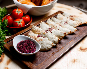 Traditional Azerbaijani Pie (Qutab) with meat