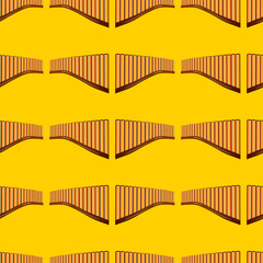 Pan Flute Pattern. Folk Musical Instrument Zampona. Vector