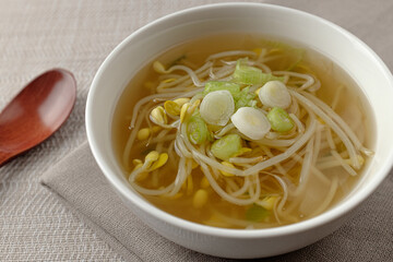 Korean-style soup dish with bean sprouts