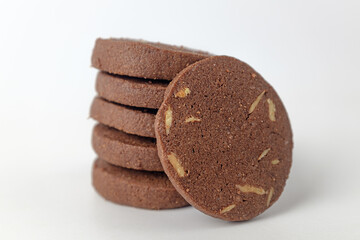 Almond cookies on a white background