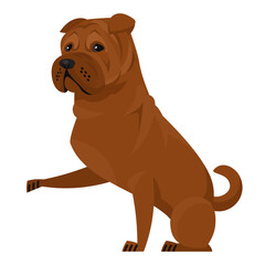 Shar Pei giving paw. Beautiful pet in cartoon style.