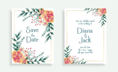 decorative flower wedding card template design
