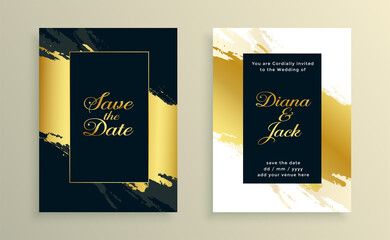 nice golden watercolor wedding card design