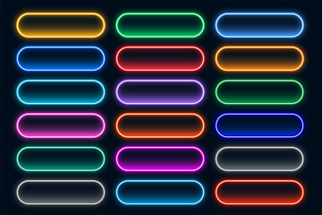 glowing neon web buttons collection