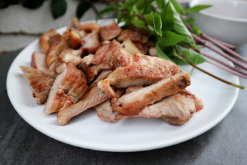 grilled pork , pork steak or sliced pork