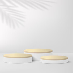 Abstract background with white color geometric 3d podiums. Vector illustration