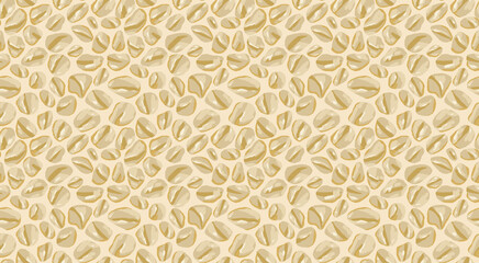 Oat flakes porridge Seamless pattern on beige background. Vector hand drawn illustration