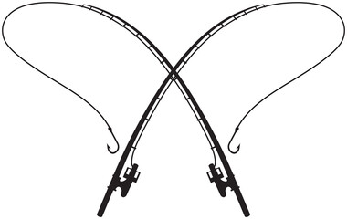 Fishing Rods crossed vector illustration