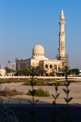 Dubai, UAE - 05.21.2021 - Mosque in final stages of construction in Nad Al Hamar area of Dubai. Religion