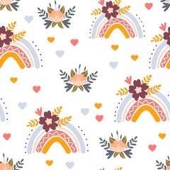Boho Rainbow kids vector illustration pattern