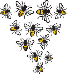 Bee background vector illustration