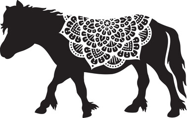 Mandala pony vector icon (little horse)