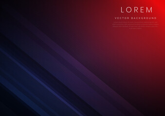 Abstract blue geometric diagonal overlay layer on red background.