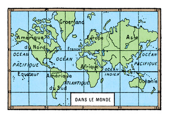 レトロなフランス語の世界地図