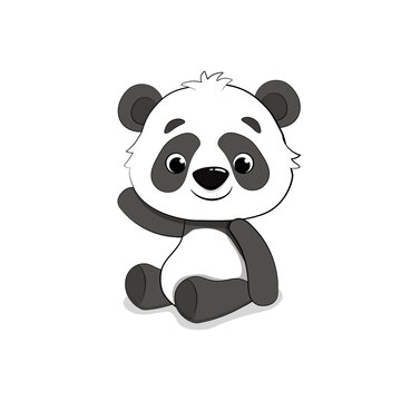 Cute Cartoon Panda isolated on a white background. Panda bear 