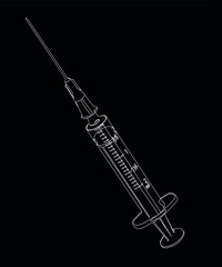syringe white on black background
