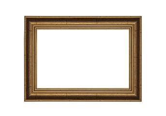 Wooden picture frame isolated on white background.