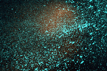 水彩テクスチャ背景(蛍光ブルー) 跳ね散る蛍光ブルーの塗料