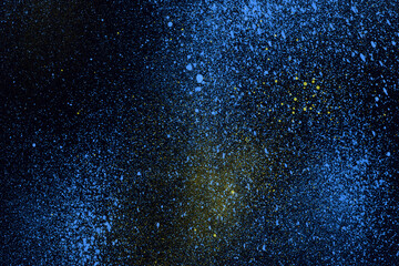 水彩テクスチャ背景(青色)  黒に飛散するゼニスブルーの塗料