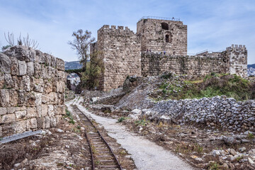 Fototapeta na wymiar Ruins and castle in archeological area of Byblos historical town, Lebanon