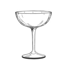 Hand drawn cocktail glass. Vector illustration isolated on white background