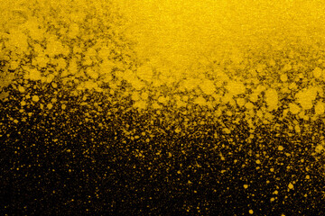 水彩テクスチャ背景(金色)  ゴールドの飛沫と黒の背景