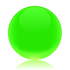 Green glossy button isolated on a white background