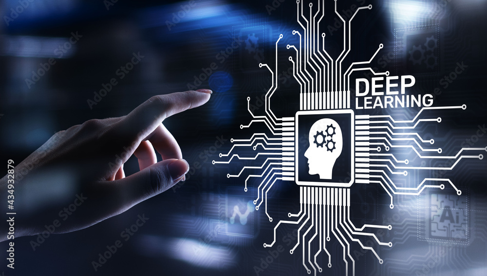 Poster deep machine learning artificial intelligence ai technology concept on virtual screen