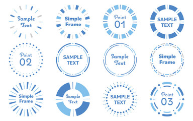 丸型・円形のシンプルフレームセット　ブルー