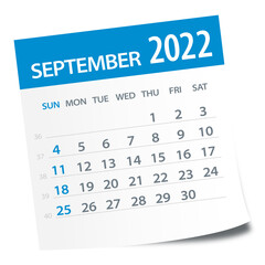 September 2022 Calendar Leaf - Vector Illustration