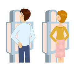 レントゲンを受ける男女