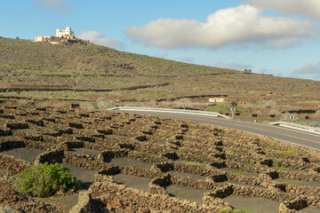 Fields winery farm on Lanzarote island in Spain