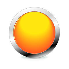 Orange round button isolated on a white background