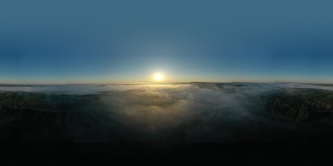 Fototapeta na wymiar 360 Spherical Photo Sunrise over Clouds