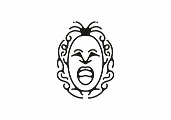 scream face line art illustration
