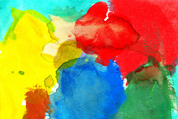 水彩テクスチャ背景(カラフル)  原色を塗ったシンプルな水彩画像