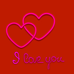 two hearts on a red background