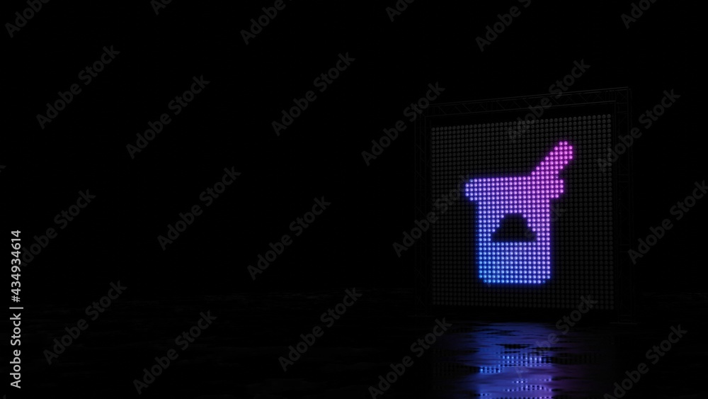 Poster 3d rendering of light shaped as symbol of yogurt on black background