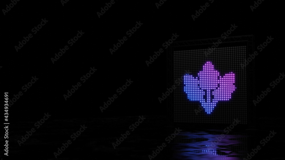 Poster 3d rendering of light shaped as symbol of wheat on black background