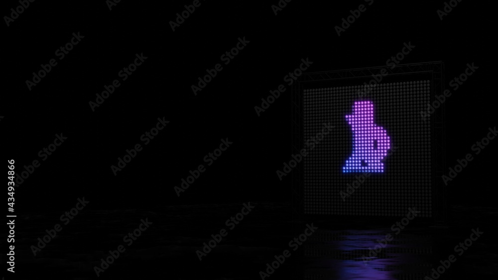 Poster 3d rendering of light shaped as symbol of vinegar on black background