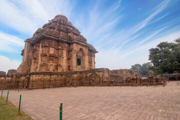 Stone Carvings On 13th century Ancient Hindu world heritage conservation Architecture At Konark Sun Temple Odisha