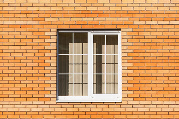 Window and red brick wall.