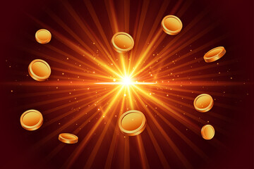 Casino Gold Coins Bright Background