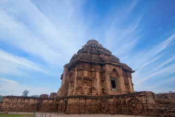 Ancient Indian architecture Konark Sun Temple in Odisha, India. This historic temple was built in 13th century. Incredible India