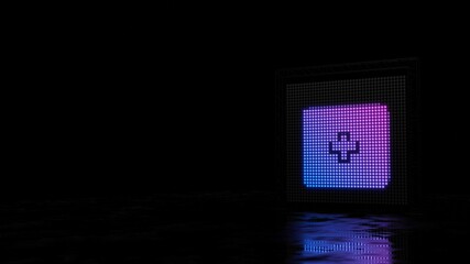 3d rendering of light shaped as symbol of Switzerland on black background